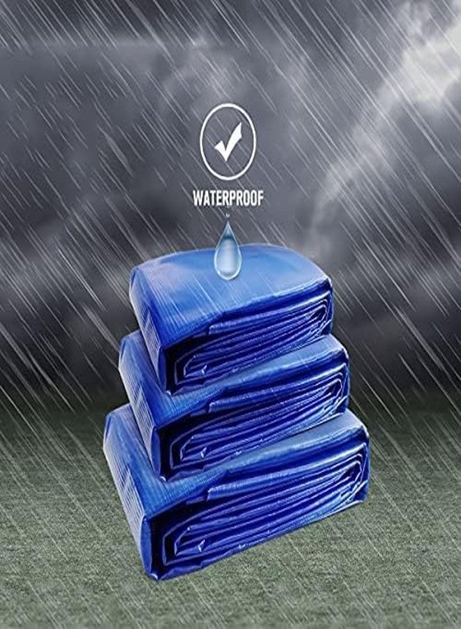 TUFFPAULIN 12FT X 10FT 150 GSM Blue Extra Strong Virgin Tarpaulin Tirpal Tadpatri Tharpai Thadika Mulching Sheet, UV Resistant Eyelets, 100% Waterproof, 6 Layer 3D Rib Technology - Image 5